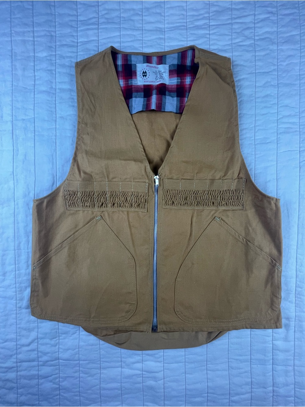 Vintage Western Field Montgomery Ward Shooting Hunting Canvas Vest Medium